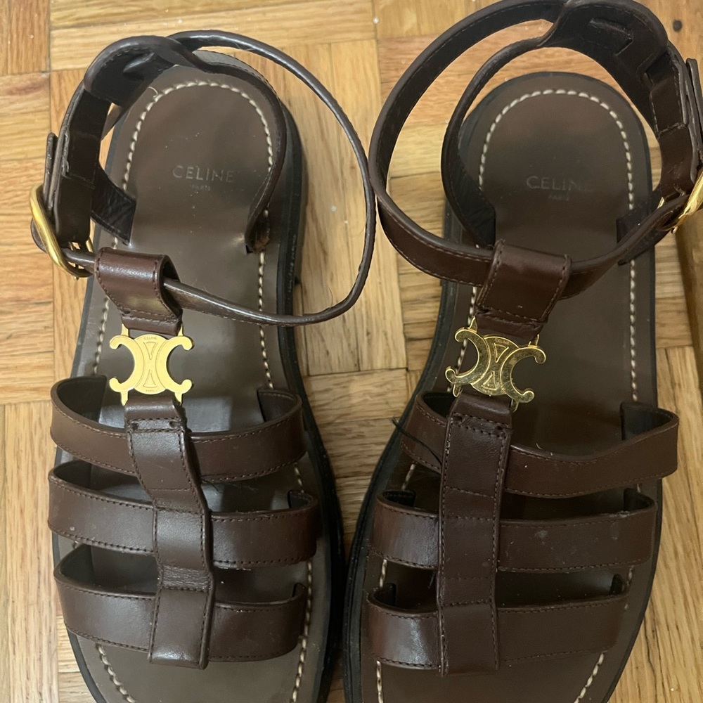 Celine CLEA TRIOMPHE GLADIATOR CHUNKY SANDAL IN CALFSKIN 
DARK BROWN - Picture 3 of 5